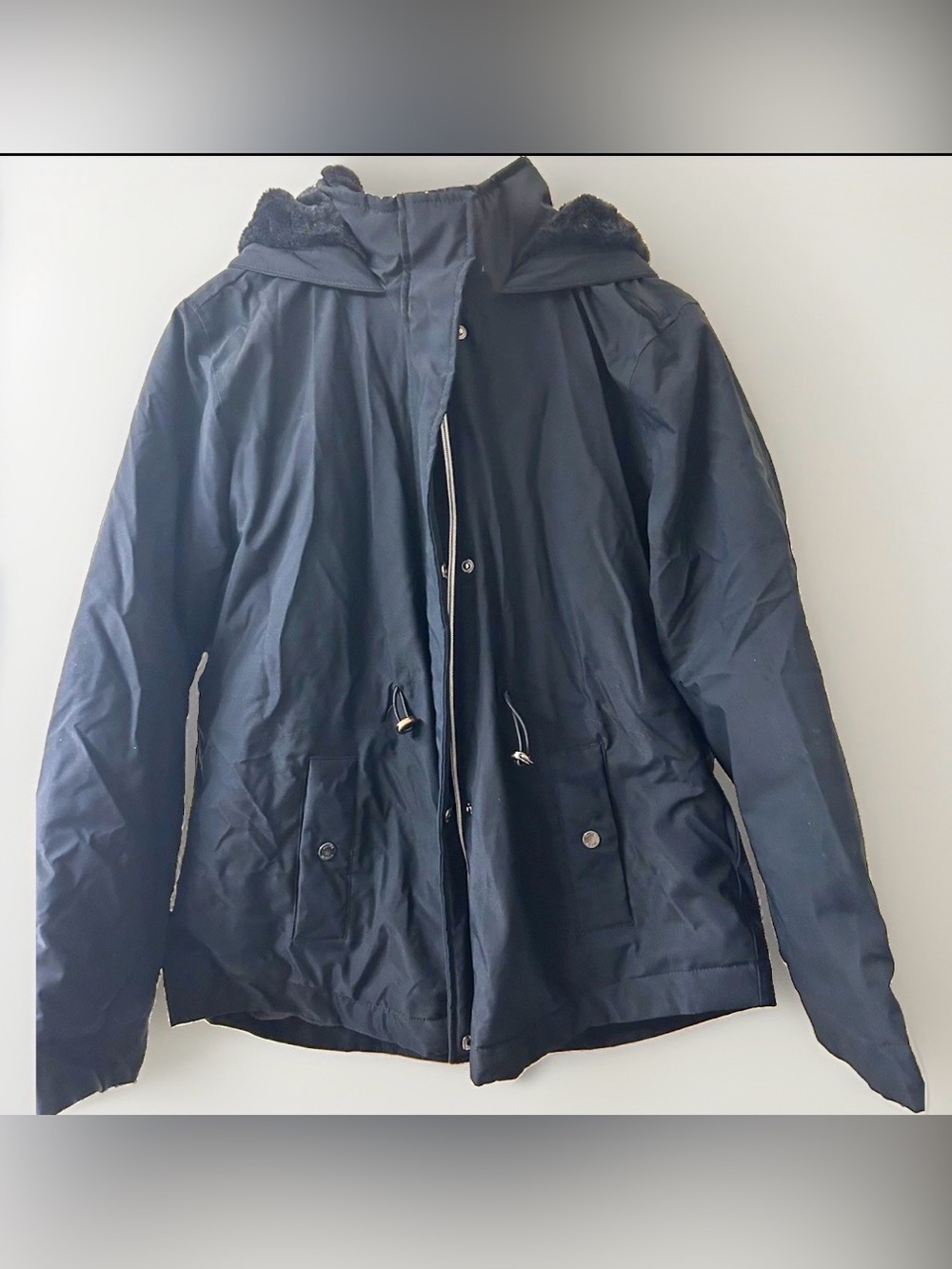 NEW 🆕 Hollister All-Weather Collection Faux Fur Lined Hooded Jacket Black NWOT X